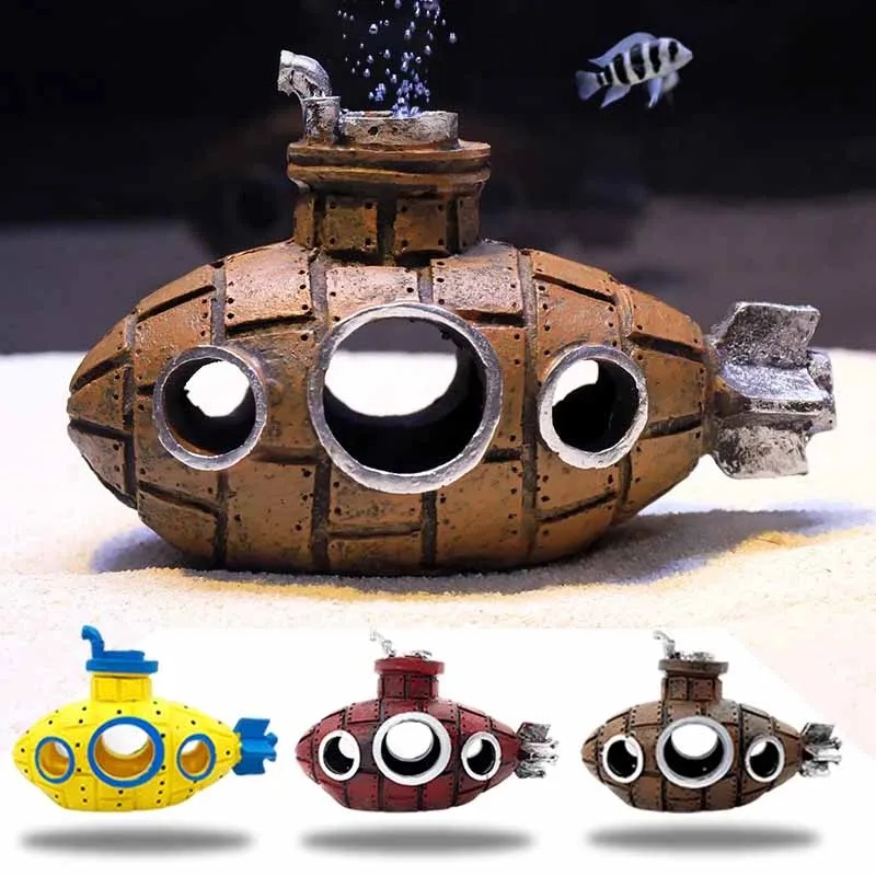 Marine Aquarium Hobby - Resin Submarine Ornaments Aquarium Fish Tank